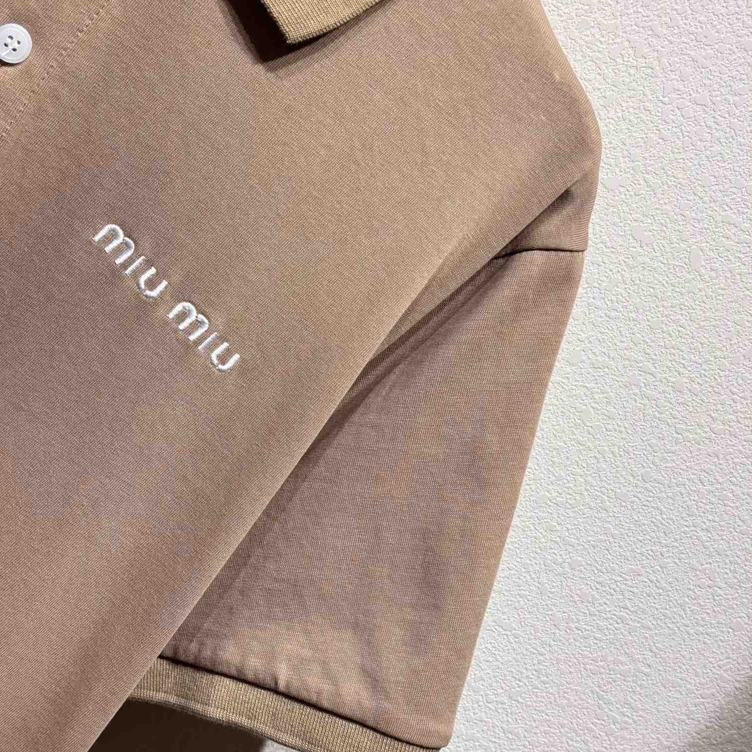 Miu Miu Brown Cotton Pique Polo Shirt - EUR FASHION