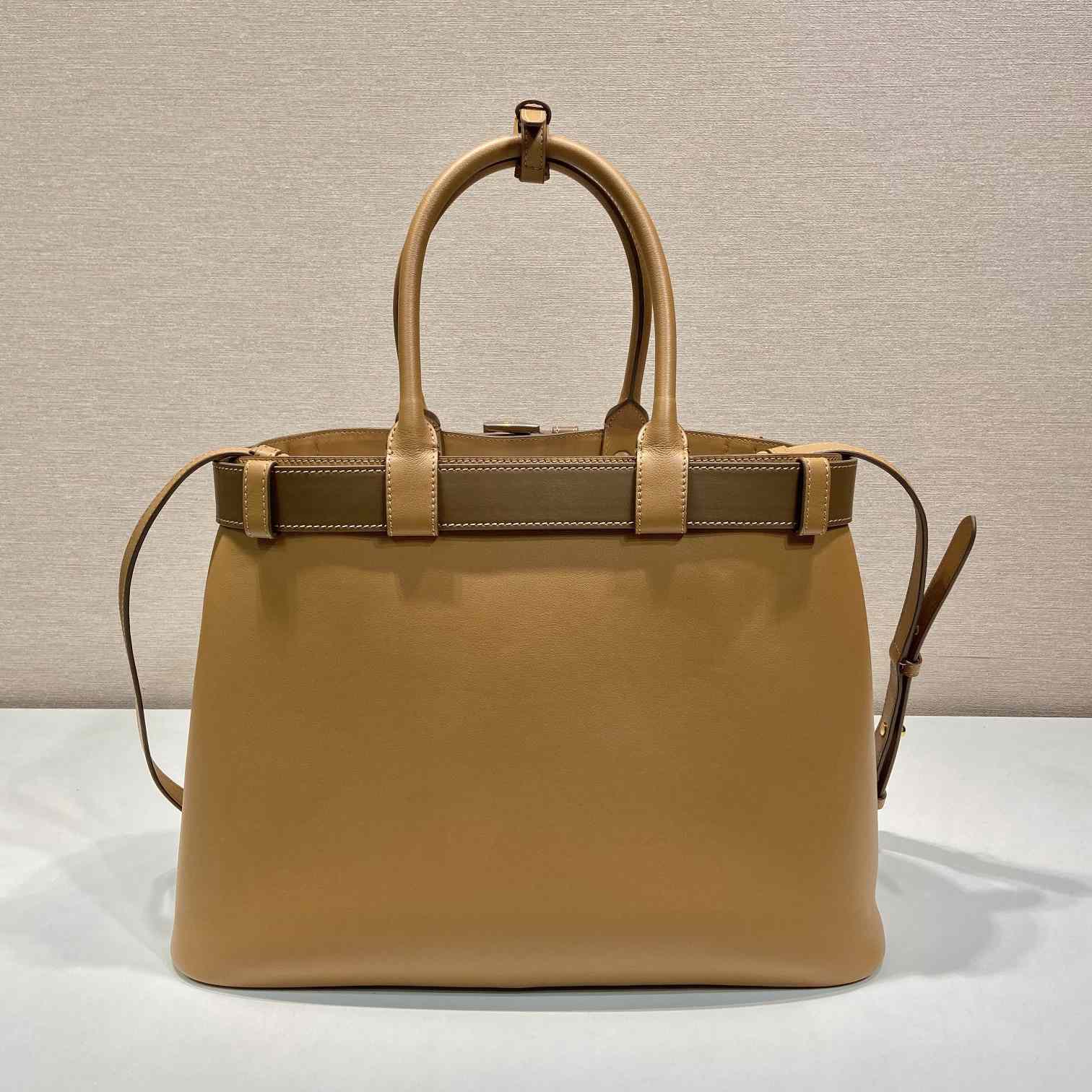 Prada Buckle Large Leather Handbag With Belt - EUR FASHION