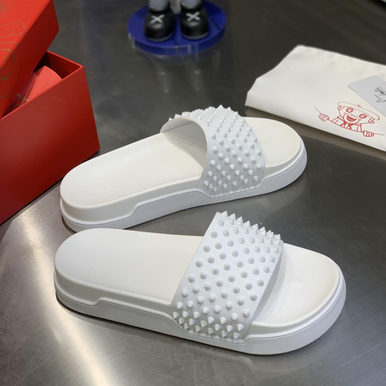 Christian Louboutin Pool Fun Spiked Slides - EUR FASHION