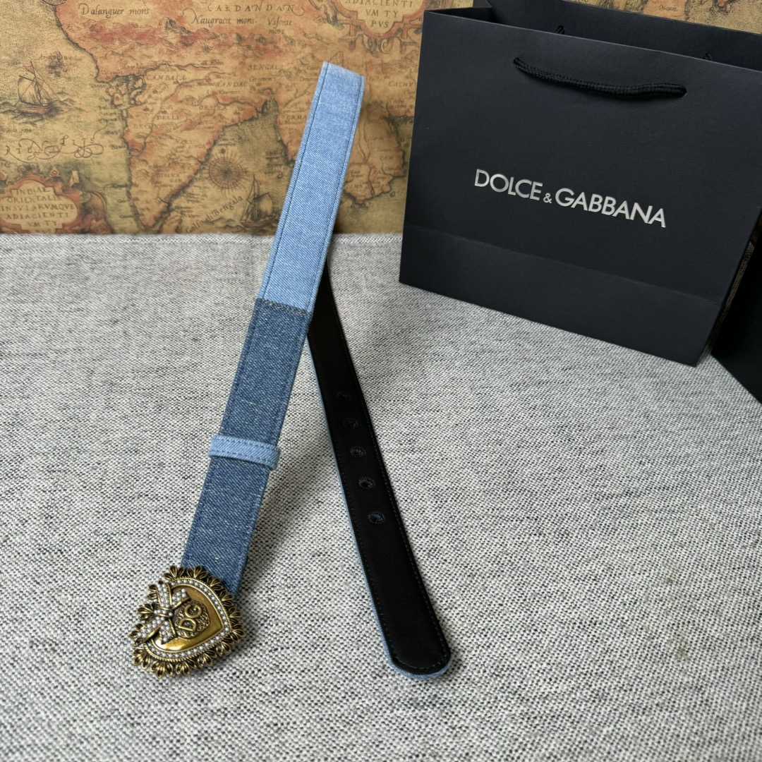 Dolce & Gabbana Devotion Denim Belt - EUR FASHION