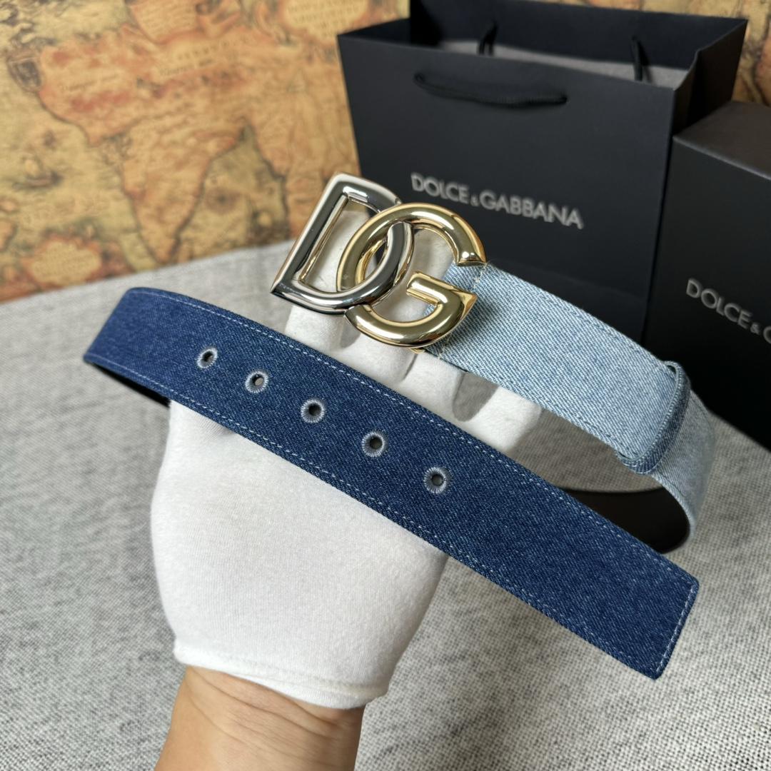 Dolce & Gabbana Denim Belt With DG Logo - EUR FASHION