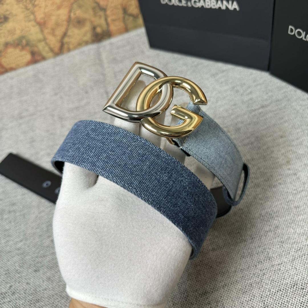 Dolce & Gabbana Denim Belt With DG Logo - EUR FASHION