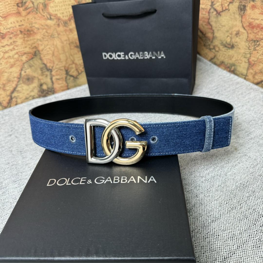 Dolce & Gabbana Denim Belt With DG Logo - EUR FASHION