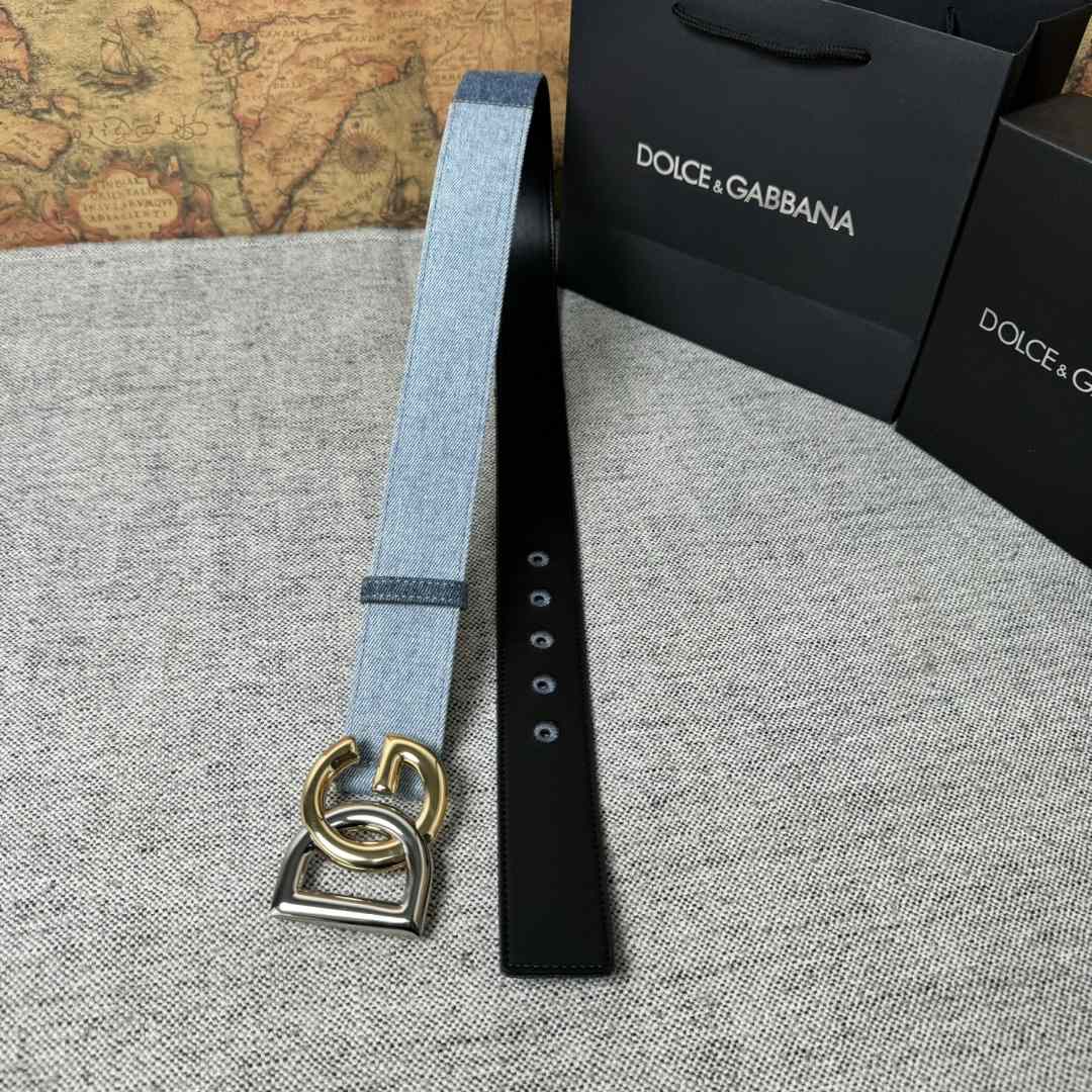 Dolce & Gabbana Denim Belt With DG Logo - EUR FASHION