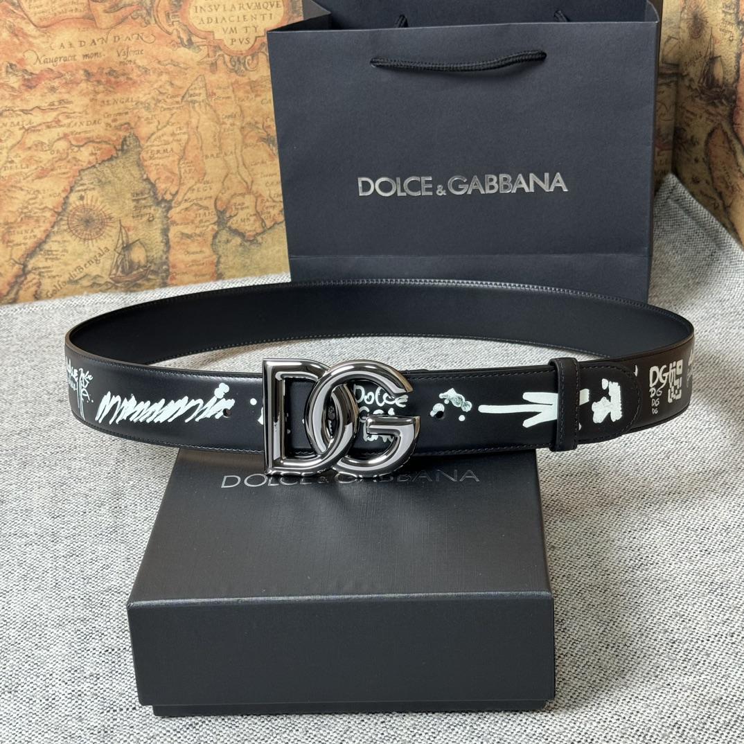 Dolce & Gabbana Graffiti-print Logo-buckle Belt - EUR FASHION