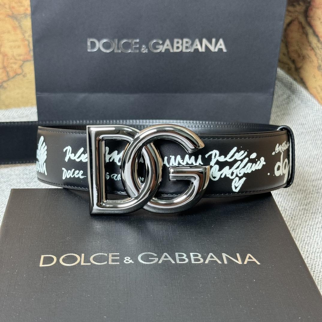 Dolce & Gabbana Graffiti-print Logo-buckle Belt - EUR FASHION