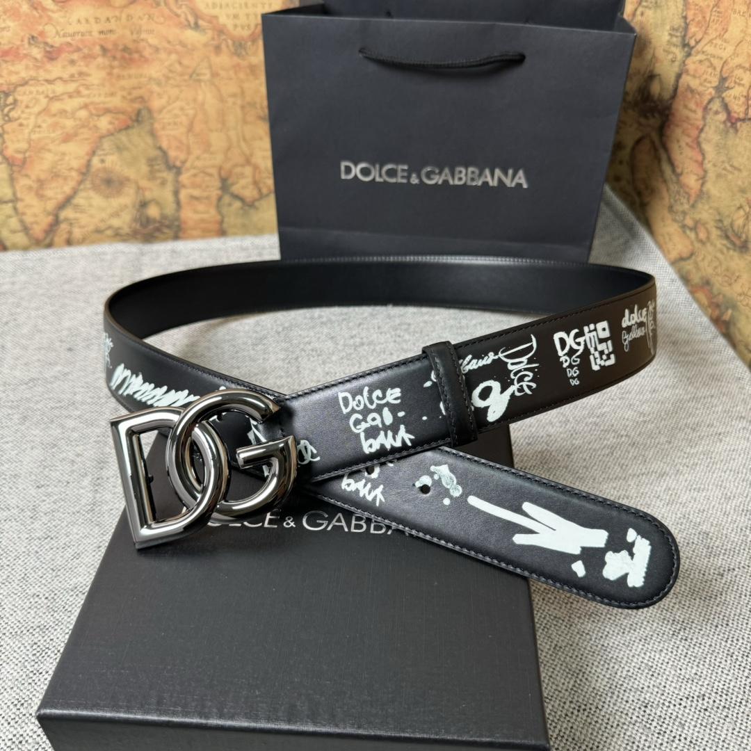 Dolce & Gabbana Graffiti-print Logo-buckle Belt - EUR FASHION