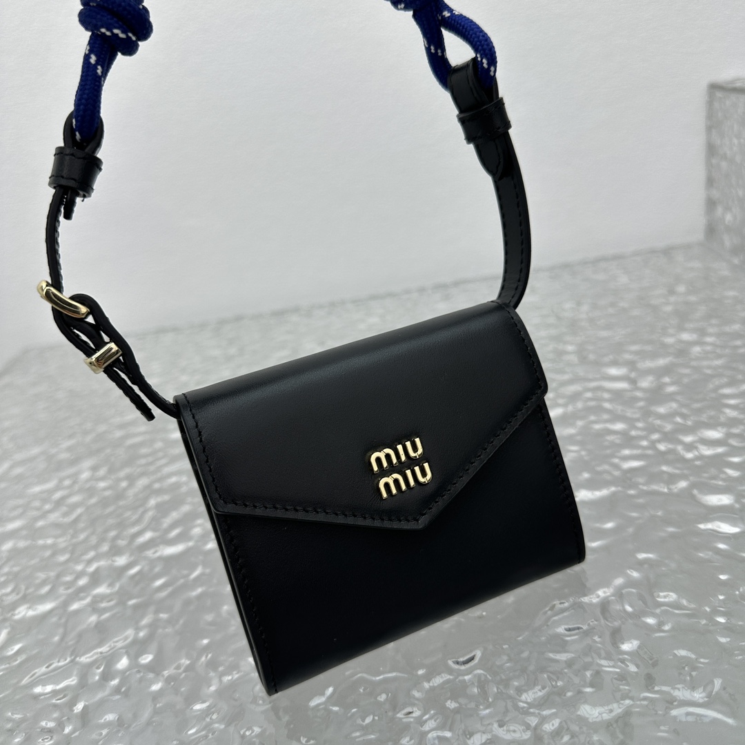 Miu Miu Leather Wallet With Leather And Cord Shoulder Strap - EUR FASHION