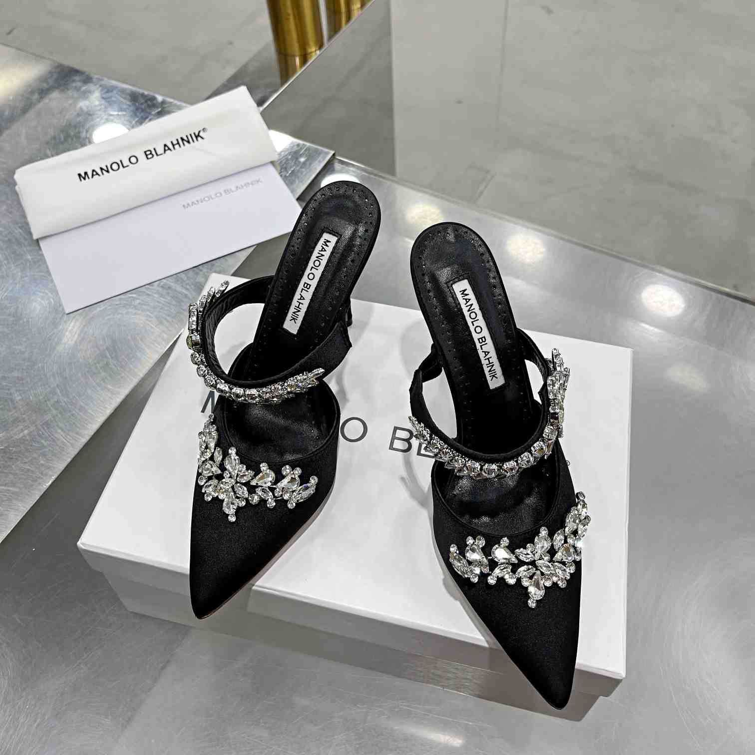 Manolo Blahnik Lurum Crystal-embellished Mules - EUR FASHION