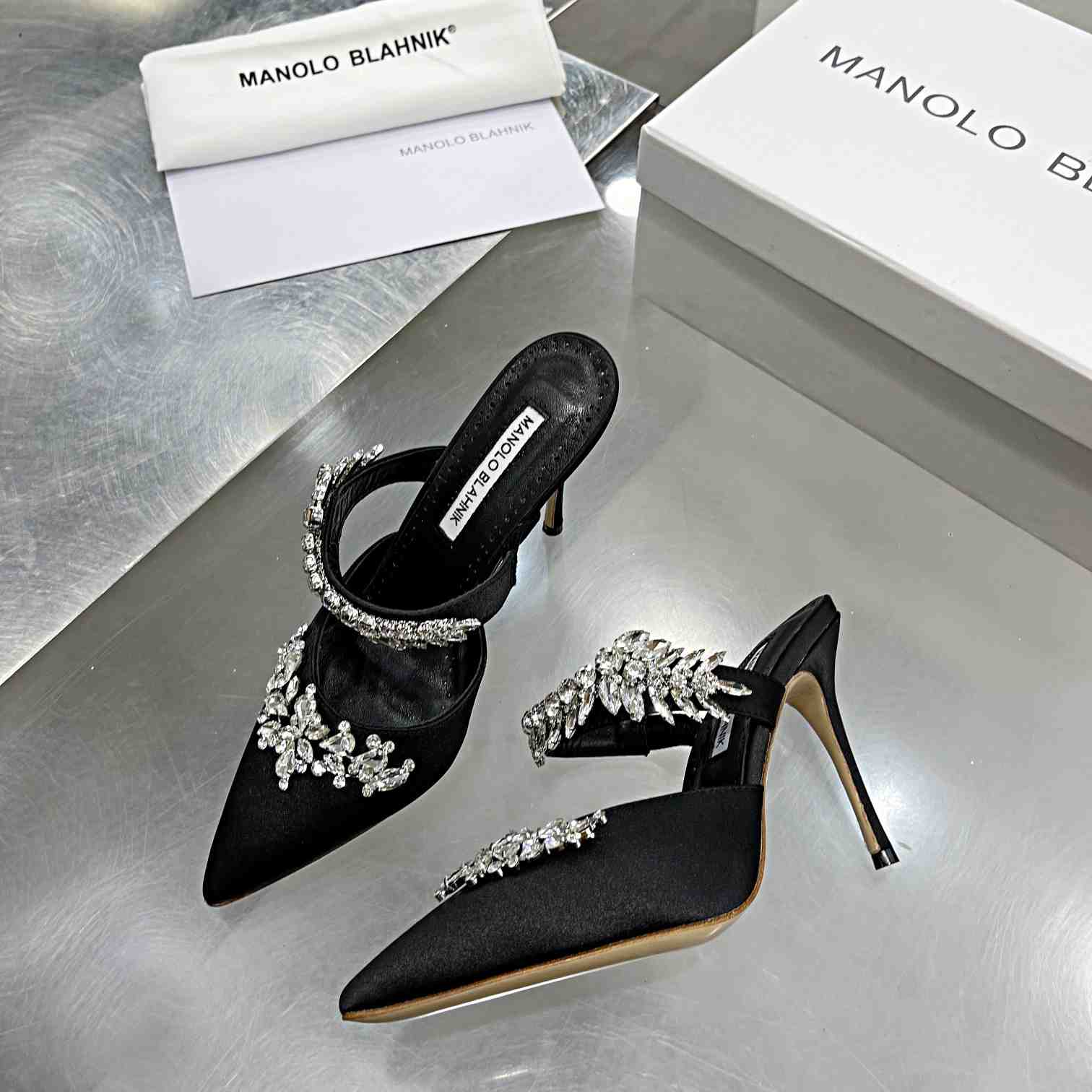 Manolo Blahnik Lurum Crystal-embellished Mules - EUR FASHION