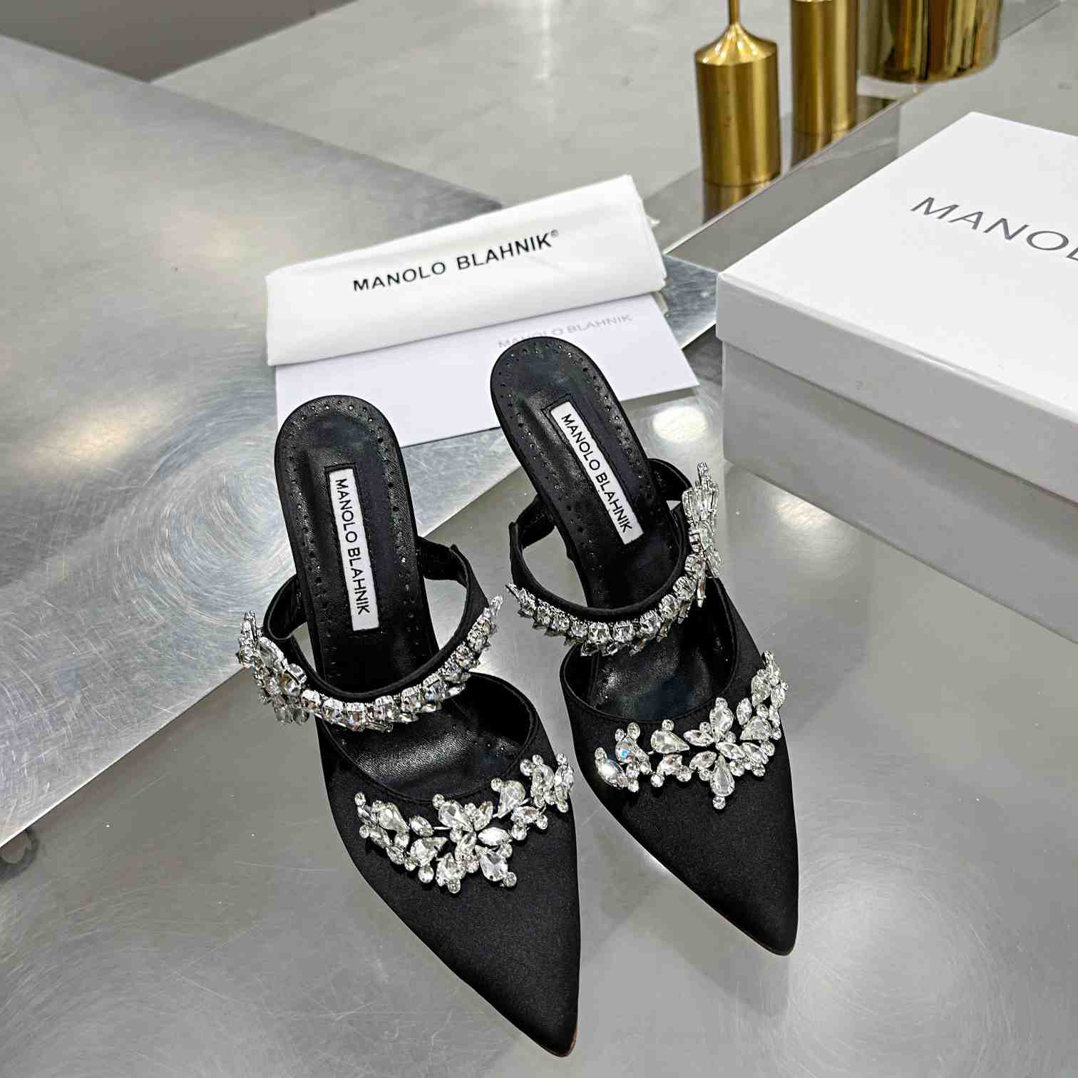 Manolo Blahnik Lurum Crystal-embellished Mules - EUR FASHION