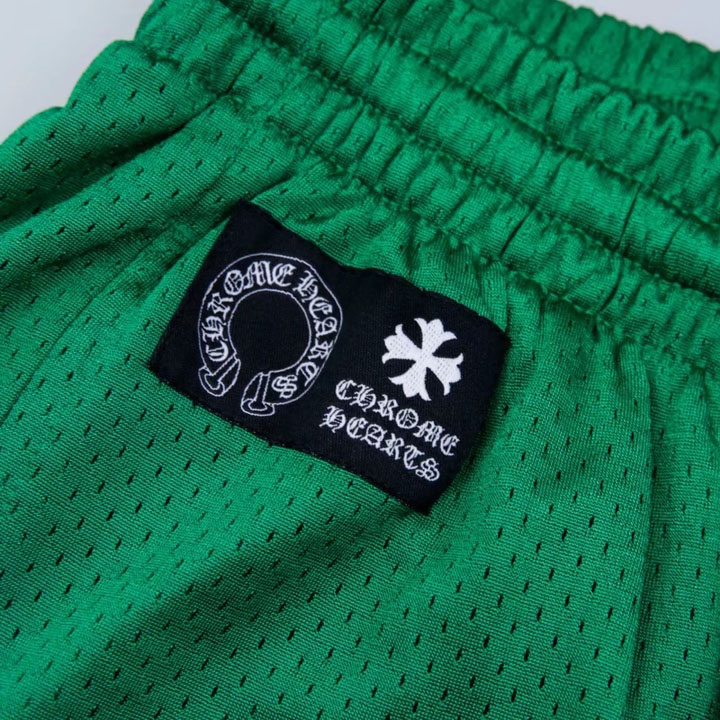 Chrome Hearts Green Varsity Mesh Shorts - EUR FASHION