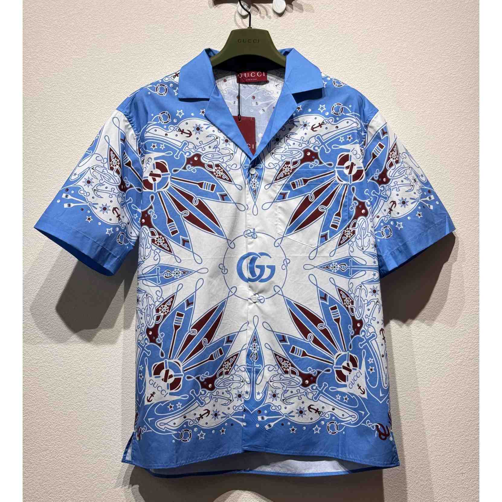 Gucci Double G bandana Print Cotton Shirt - EUR FASHION