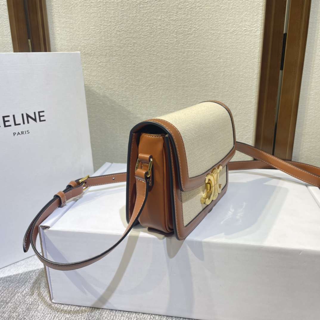 Celine Teen Triomphe Bag In Textile And Calfskin - EUR FASHION