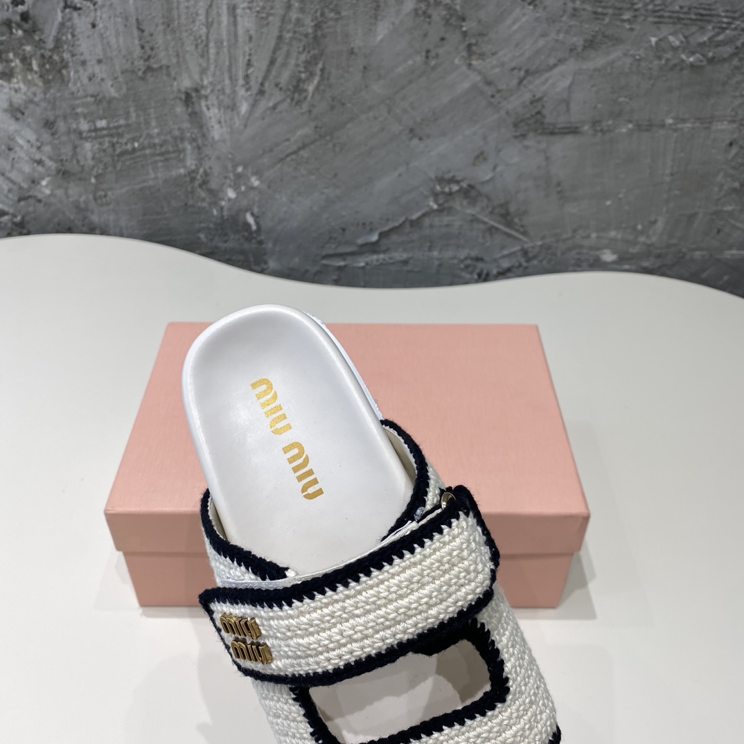 Miu Miu Crochet Knit Slides - EUR FASHION