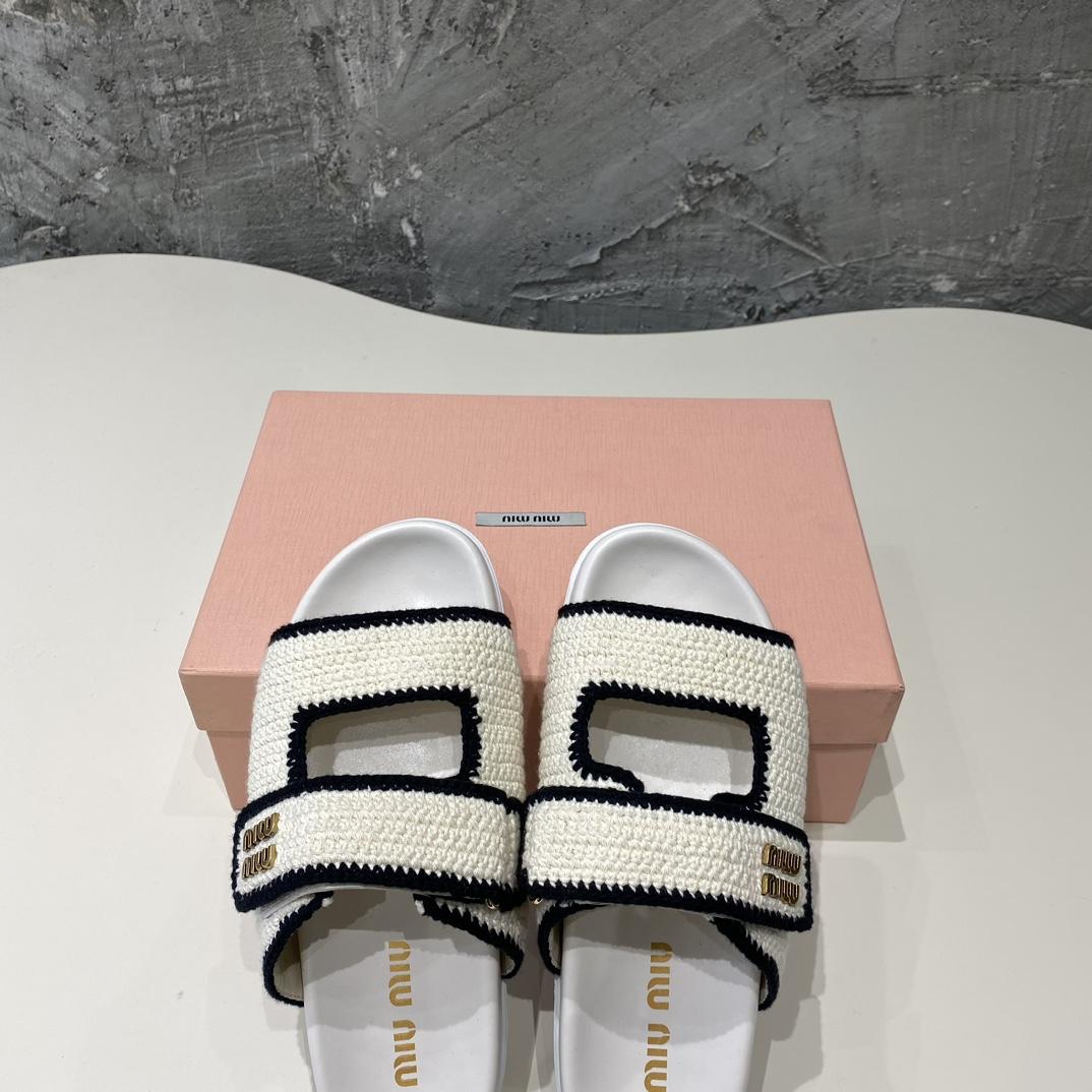 Miu Miu Crochet Knit Slides - EUR FASHION