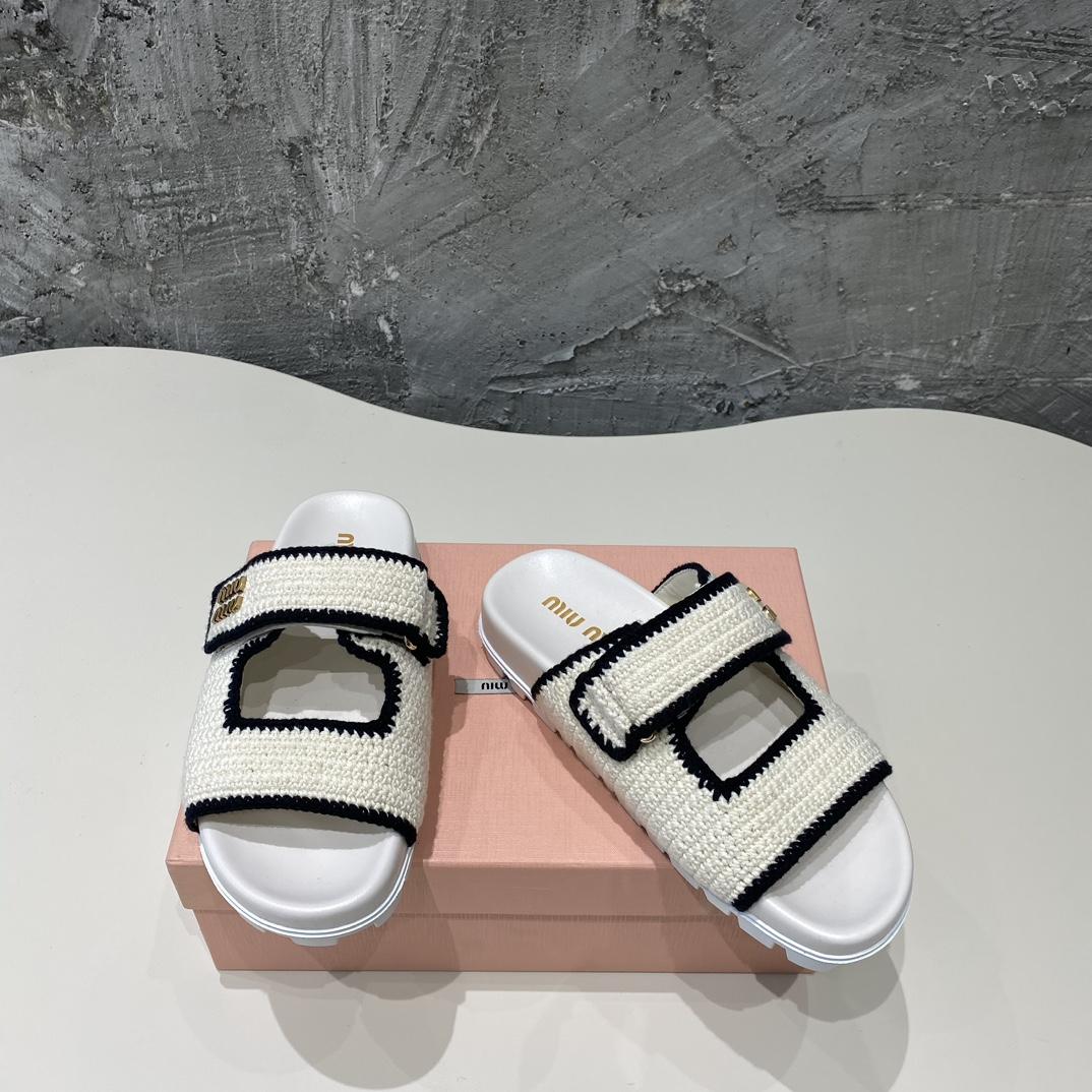 Miu Miu Crochet Knit Slides - EUR FASHION