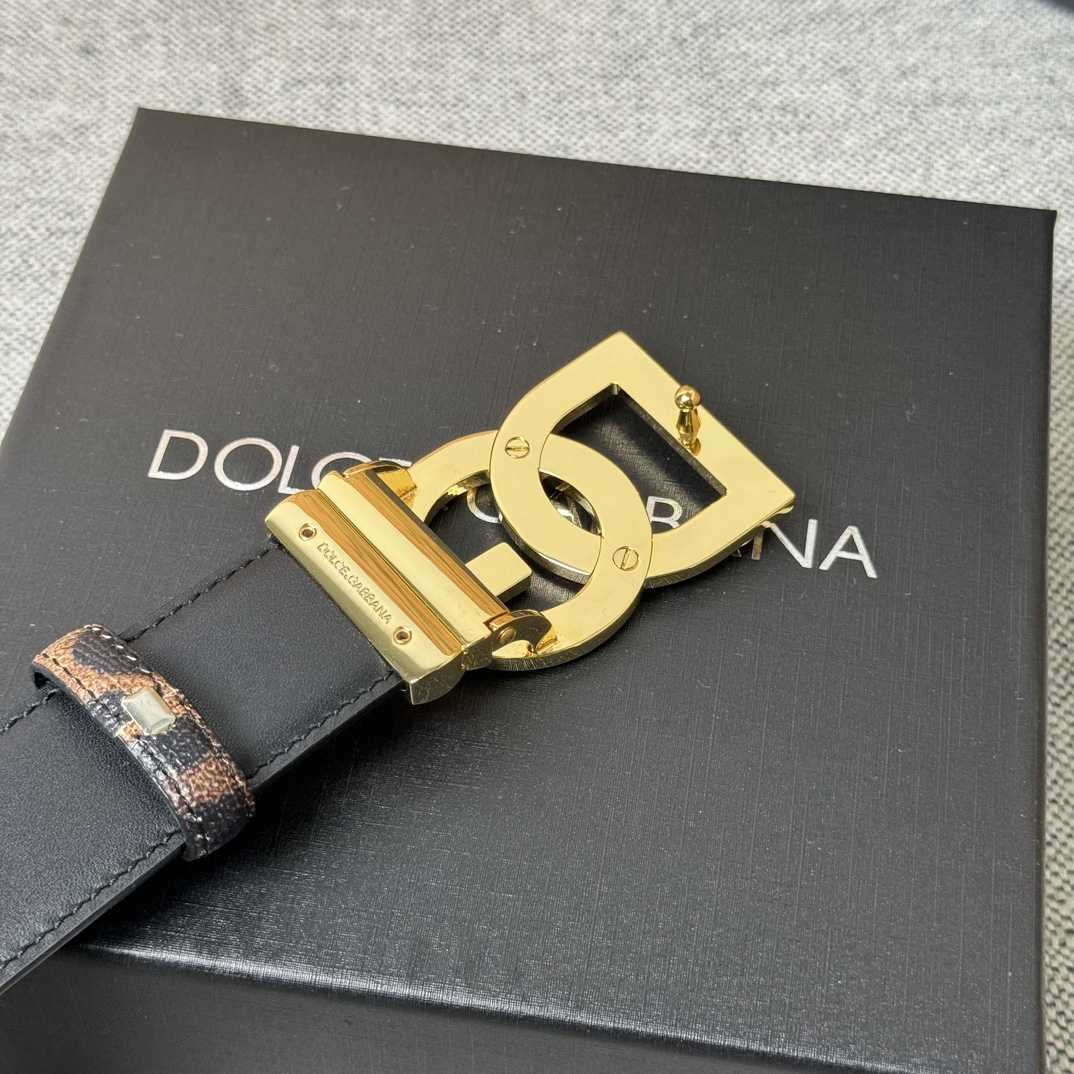 Dolce & Gabbana KiM Dolce & Gabbana Leopard-print Glossy Calfskin Belt With DG Logo - EUR FASHION