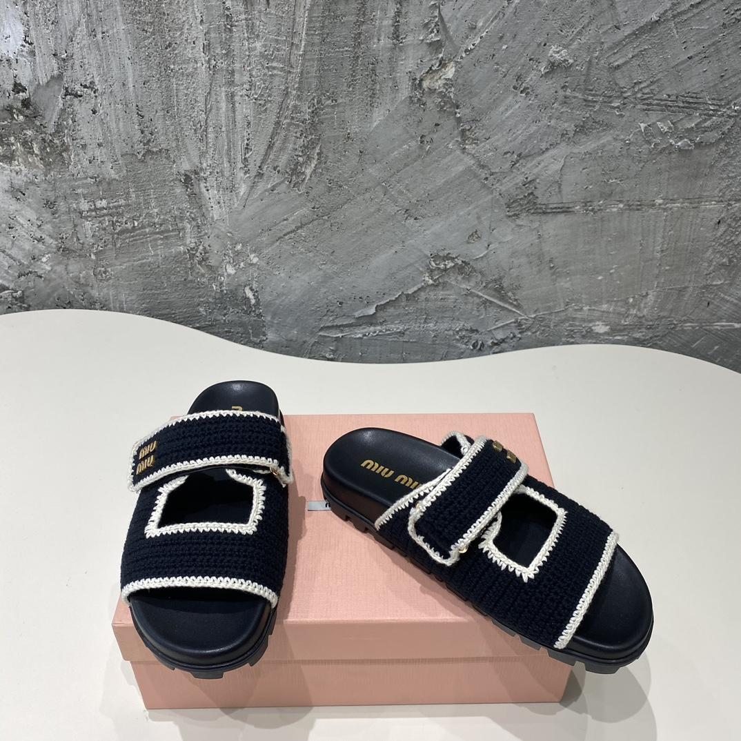 Miu Miu Crochet Knit Slides - EUR FASHION