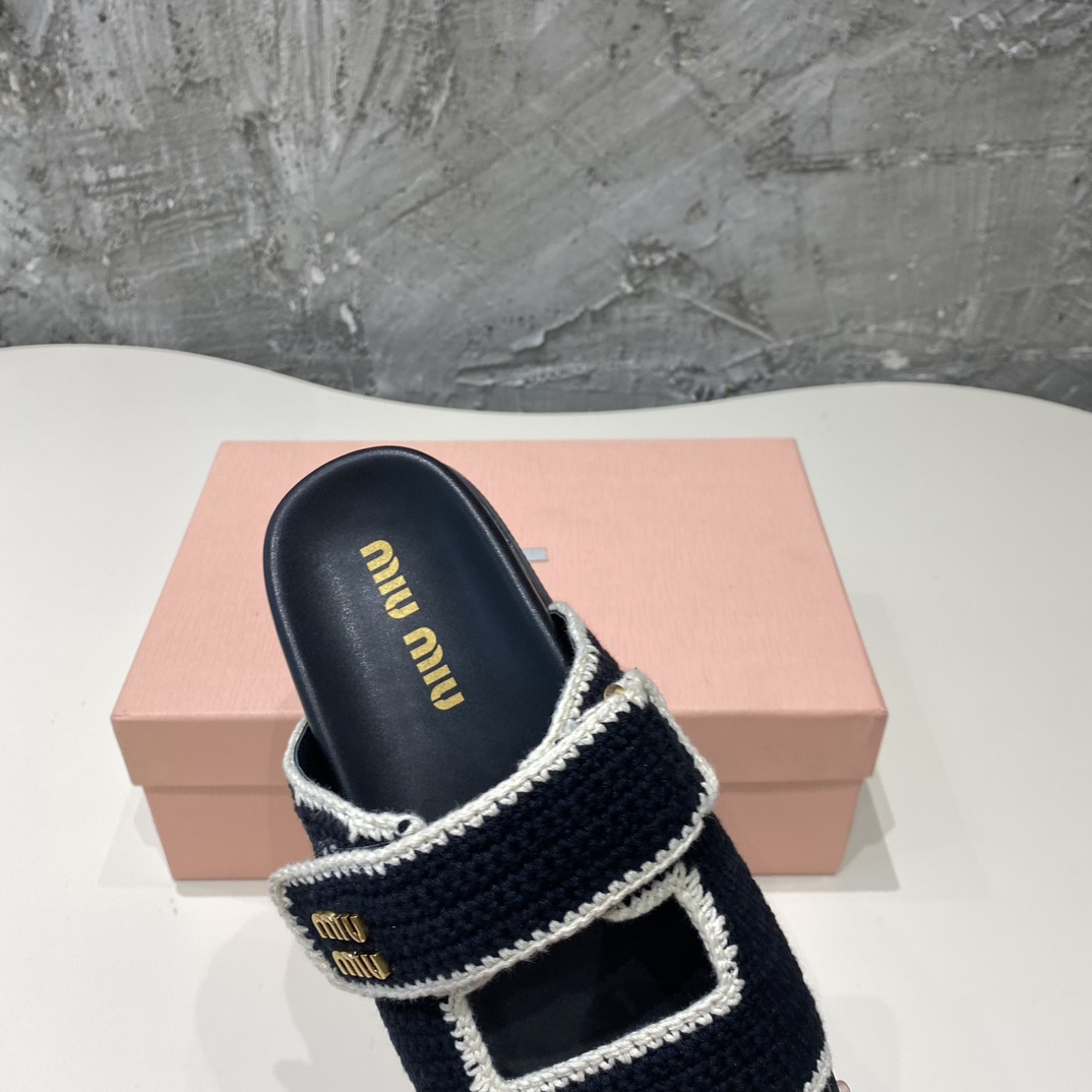 Miu Miu Crochet Knit Slides - EUR FASHION