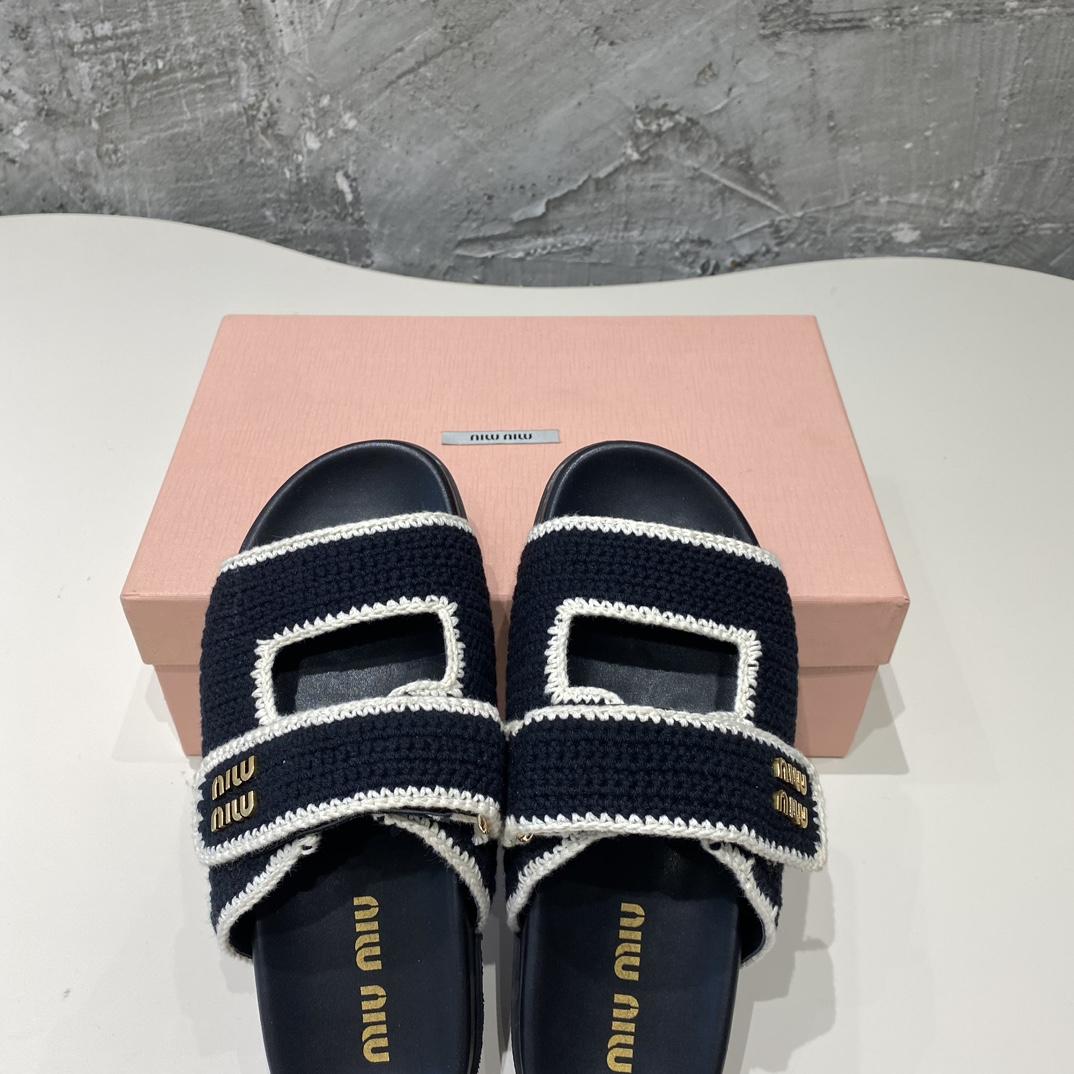 Miu Miu Crochet Knit Slides - EUR FASHION