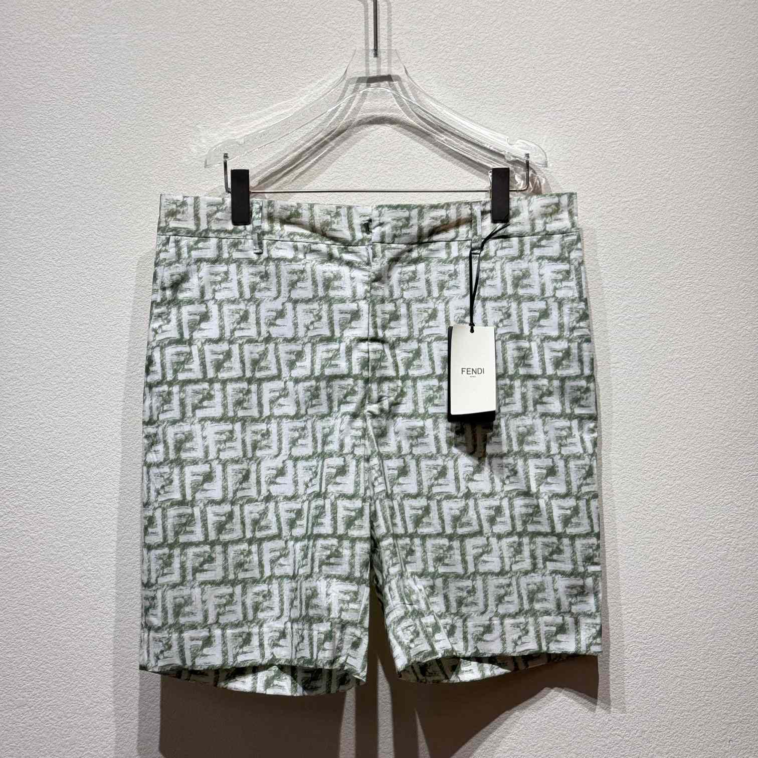 Fendi Short Trousers In Green FF Linen - EUR FASHION