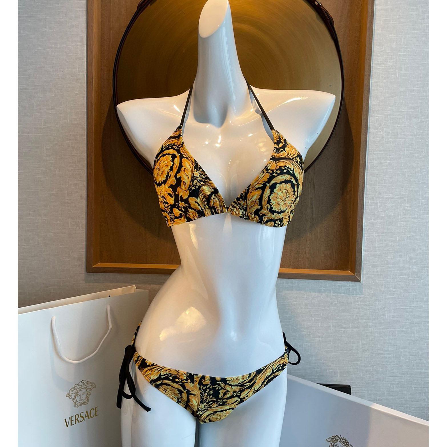 Versace Baroque-print Triangle Bikini  - EUR FASHION