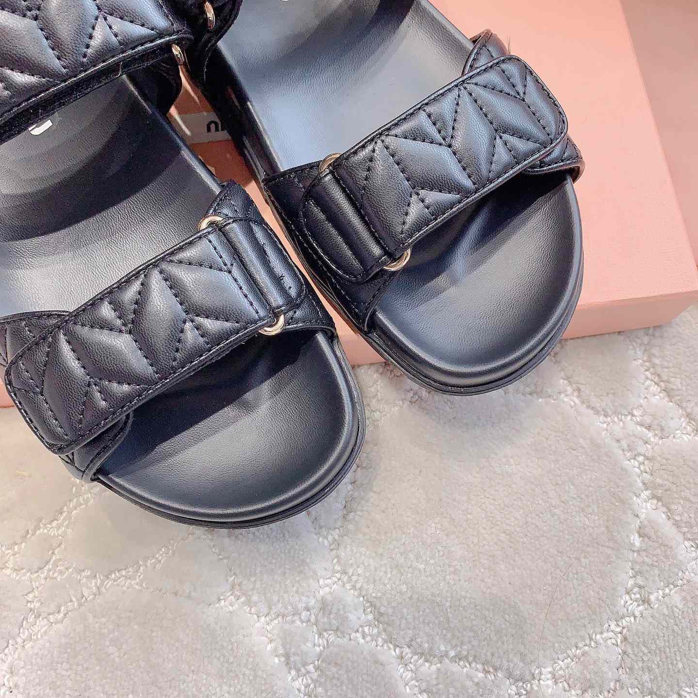 Miu Miu Sporty Matelassé Nappa Leather Sandals - EUR FASHION