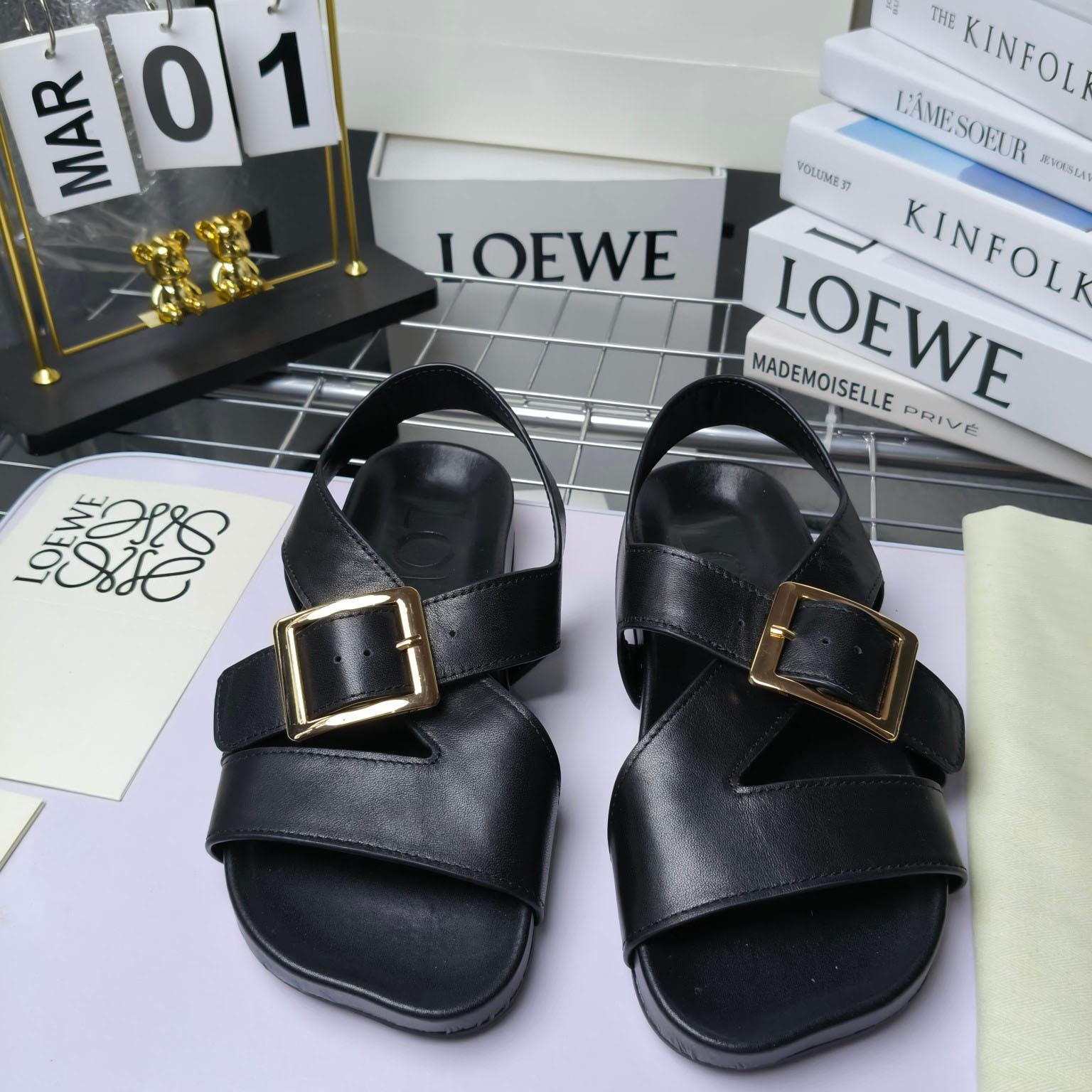 Loewe Ease Buckle Sandal In Vegetal Calfskin - EUR FASHION