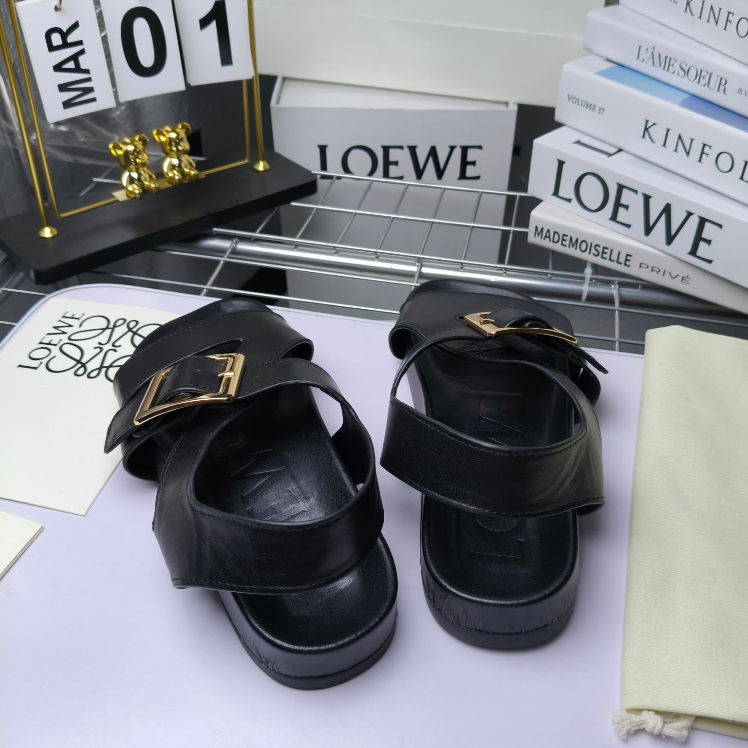 Loewe Ease Buckle Sandal In Vegetal Calfskin - EUR FASHION