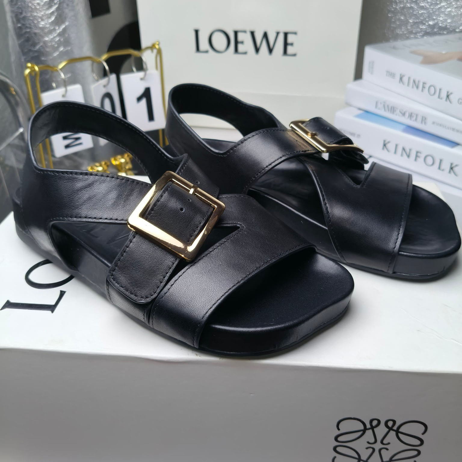 Loewe Ease Buckle Sandal In Vegetal Calfskin - EUR FASHION