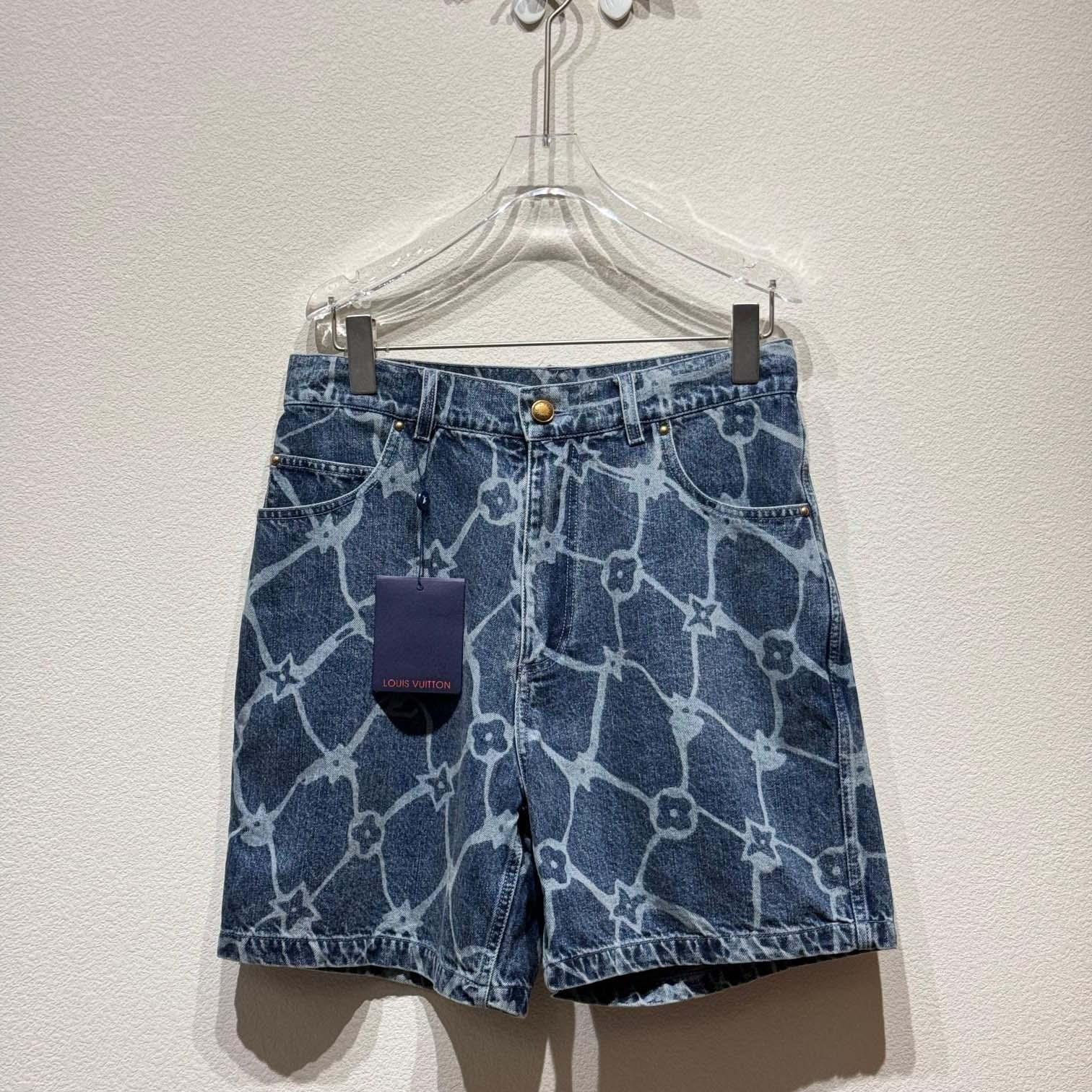 Louis Vuitton Monogram Printed Denim Shorts - EUR FASHION