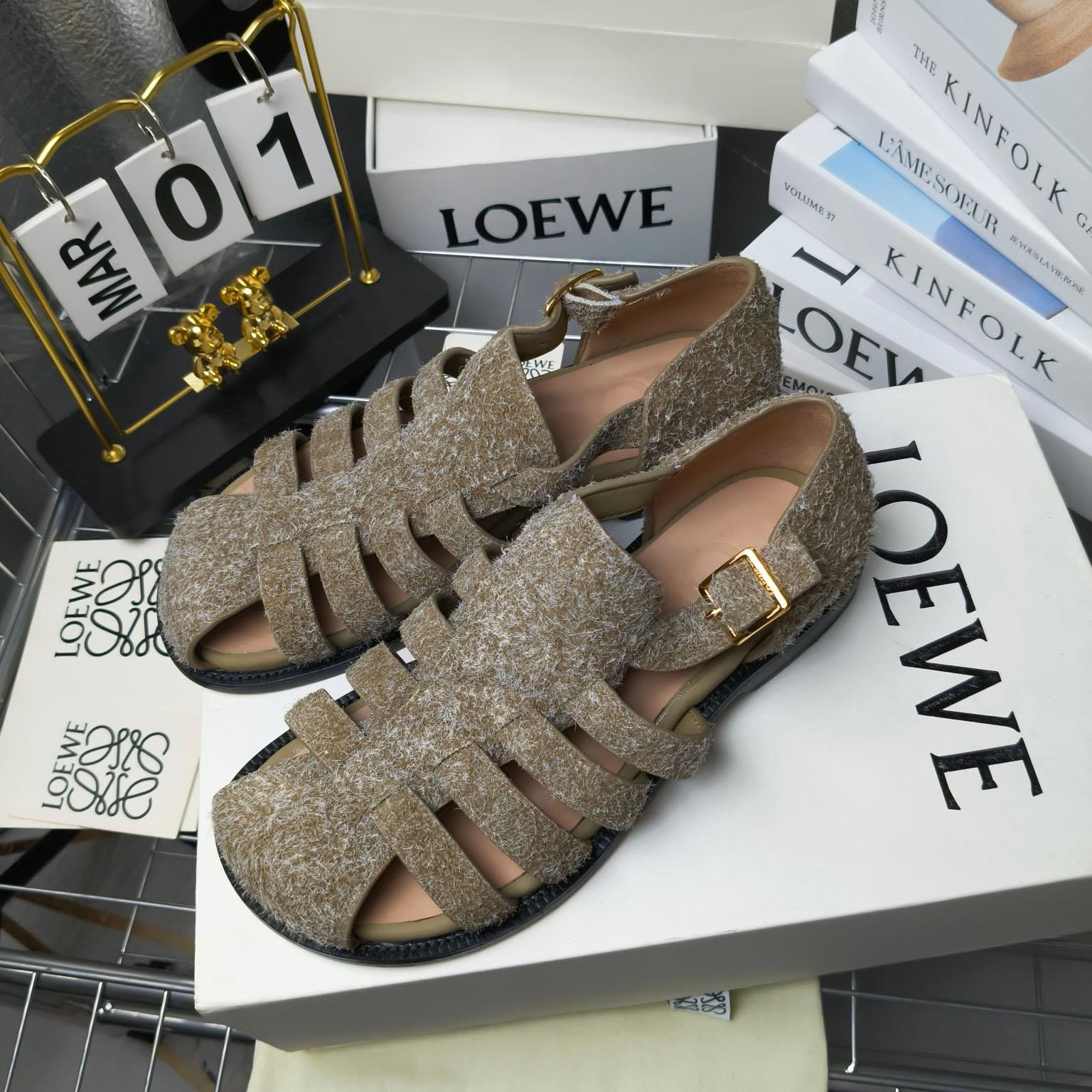 Loewe Campo Sandal In Brushed Suede - EUR FASHION