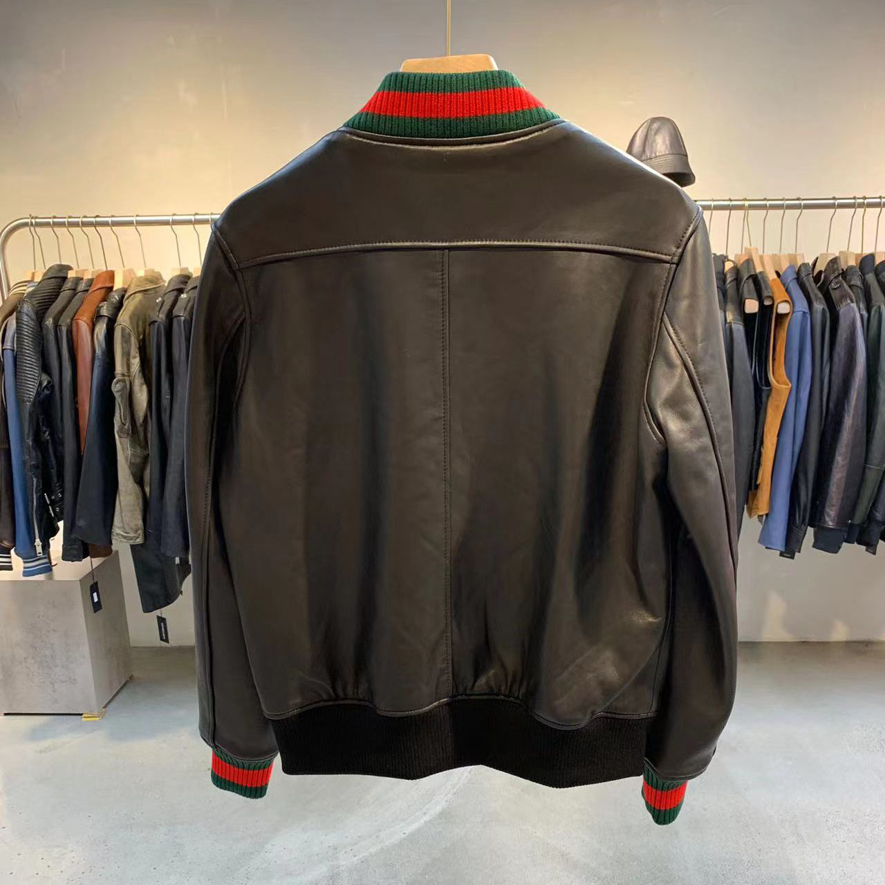 Gucci Leather Jacket With Web - EUR FASHION