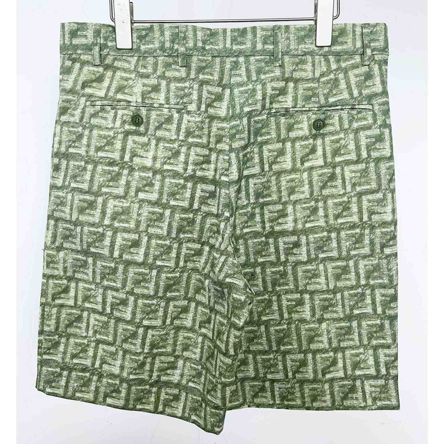 Fendi Short Trousers In Green FF Linen - EUR FASHION