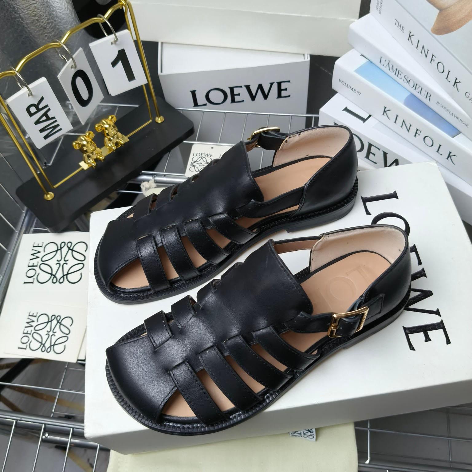 Loewe Campo Sandal In Waxed Calfskin - EUR FASHION