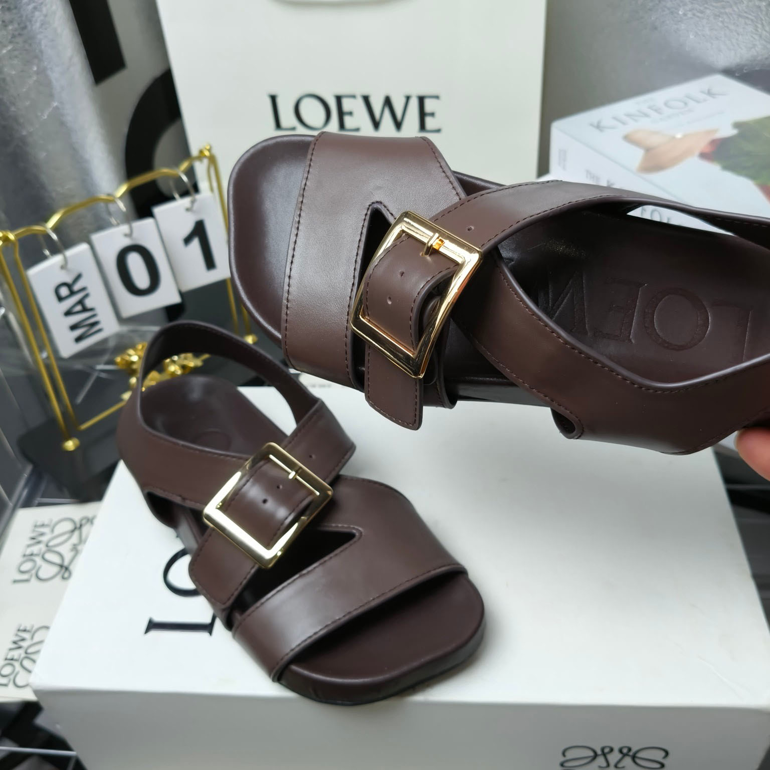 Loewe Ease Buckle Sandal In Vegetal Calfskin - EUR FASHION