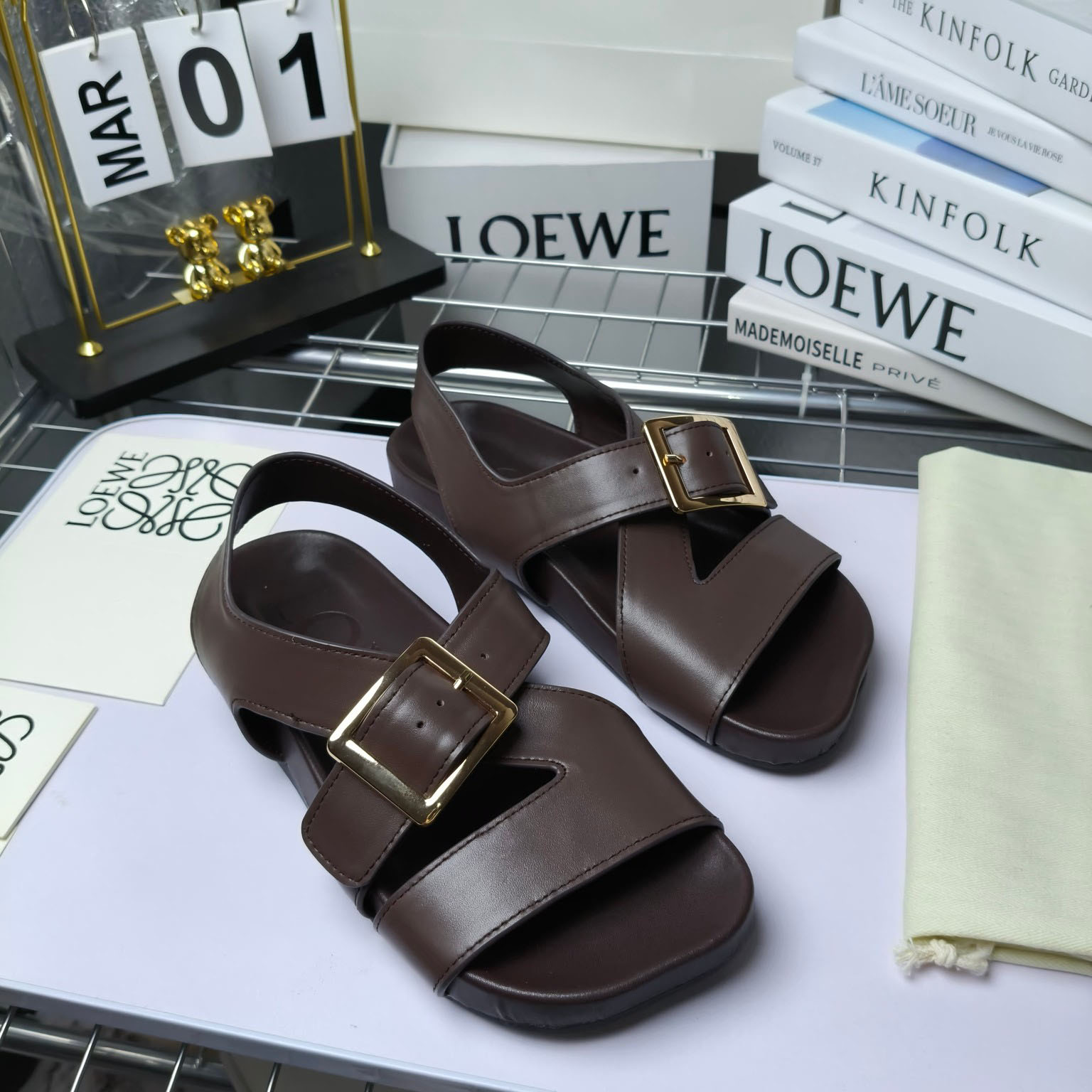 Loewe Ease Buckle Sandal In Vegetal Calfskin - EUR FASHION