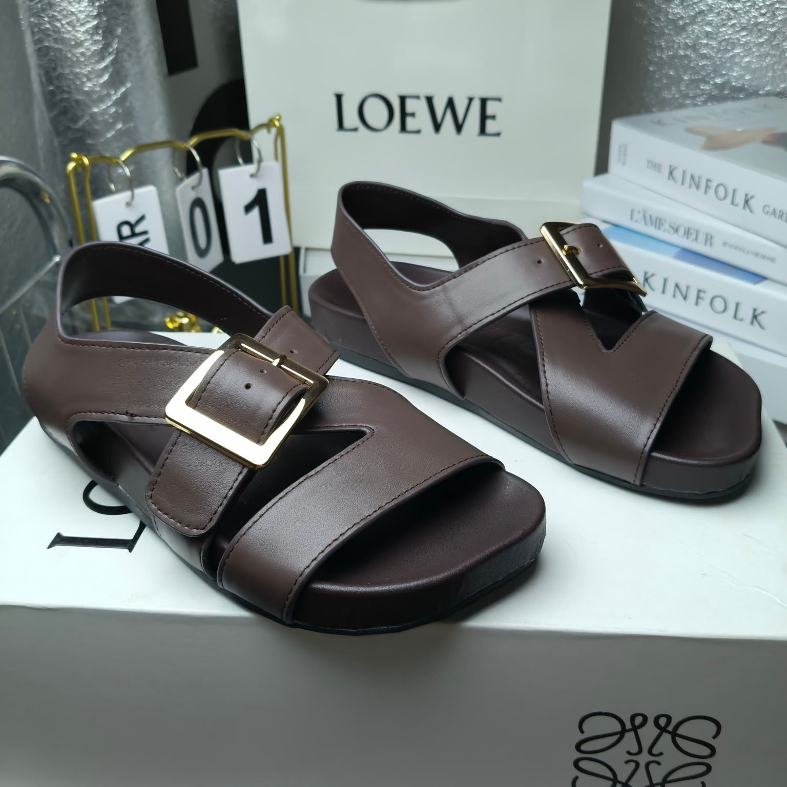 Loewe Ease Buckle Sandal In Vegetal Calfskin - EUR FASHION