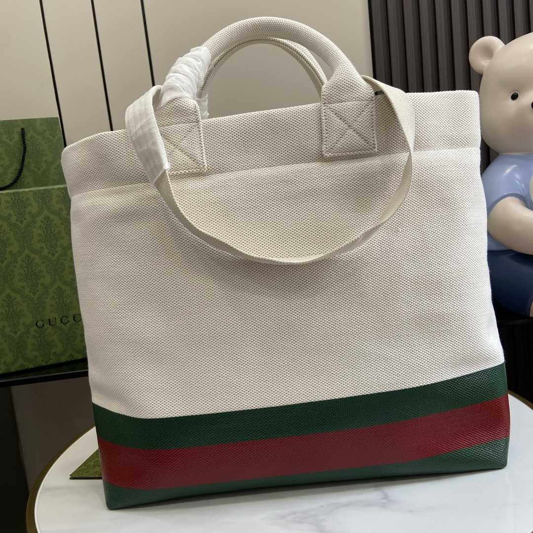 Gucci Canvas Tote Bag With Embossed Detail  - EUR FASHION