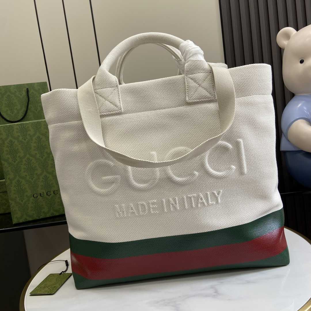 Gucci Canvas Tote Bag With Embossed Detail  - EUR FASHION