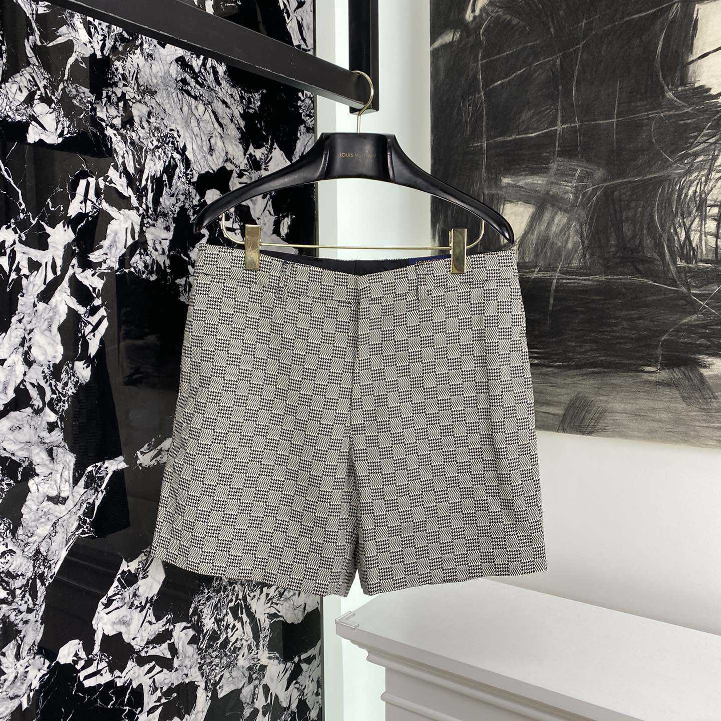 Louis Vuitton Damier Hounds Tooth Slim Wool Shorts - EUR FASHION