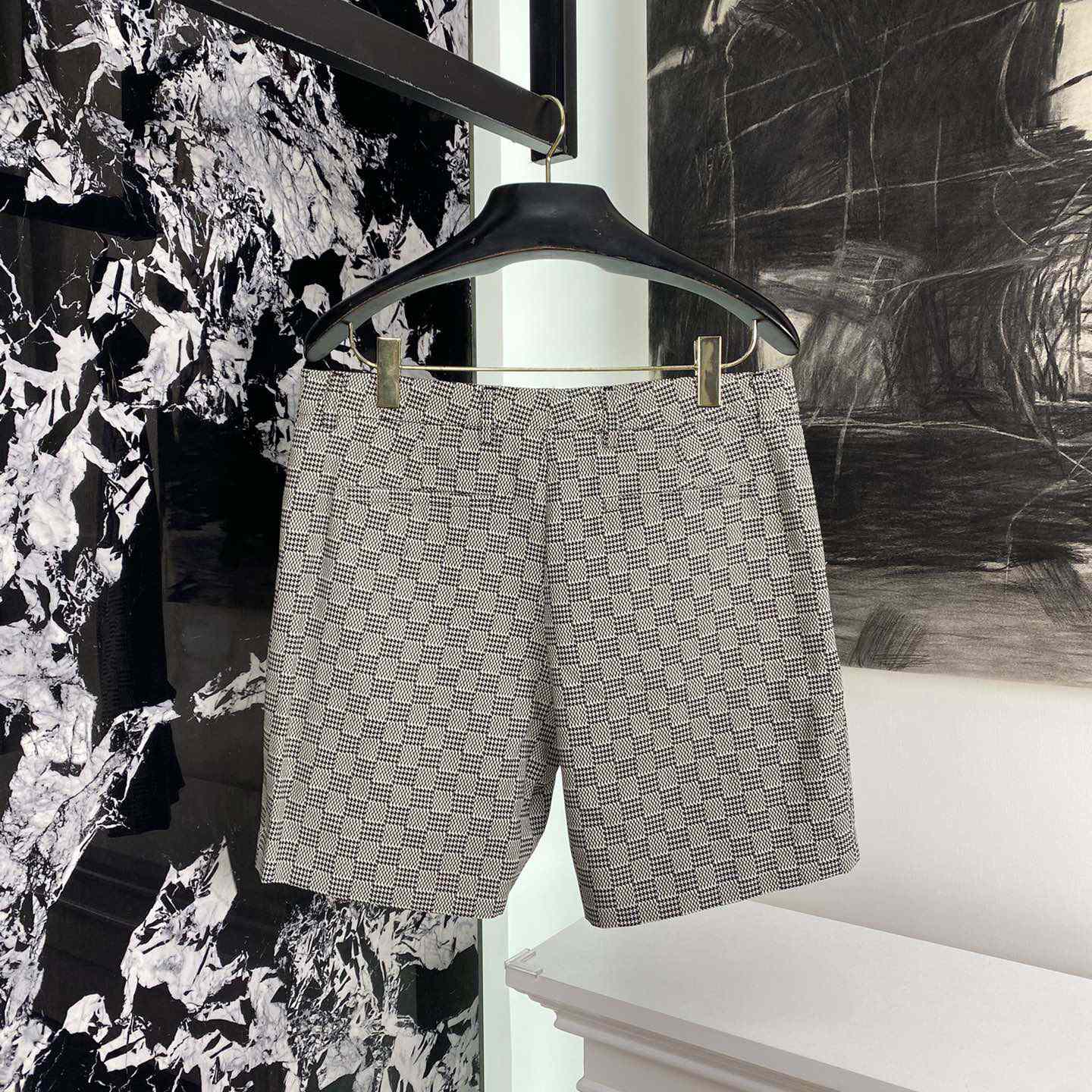 Louis Vuitton Damier Hounds Tooth Slim Wool Shorts - EUR FASHION