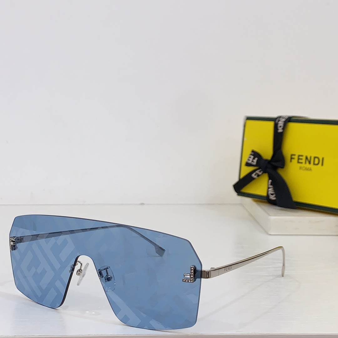 Fendi First Crystal Light Blue Shield Sunglasses    FE4121US - EUR FASHION