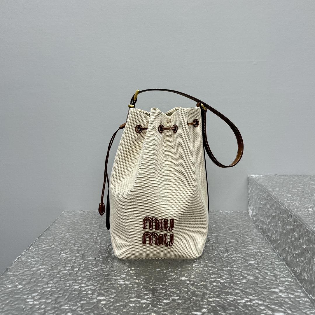 Miu Miu Canvas And Leather Bucket Bag - EUR FASHION