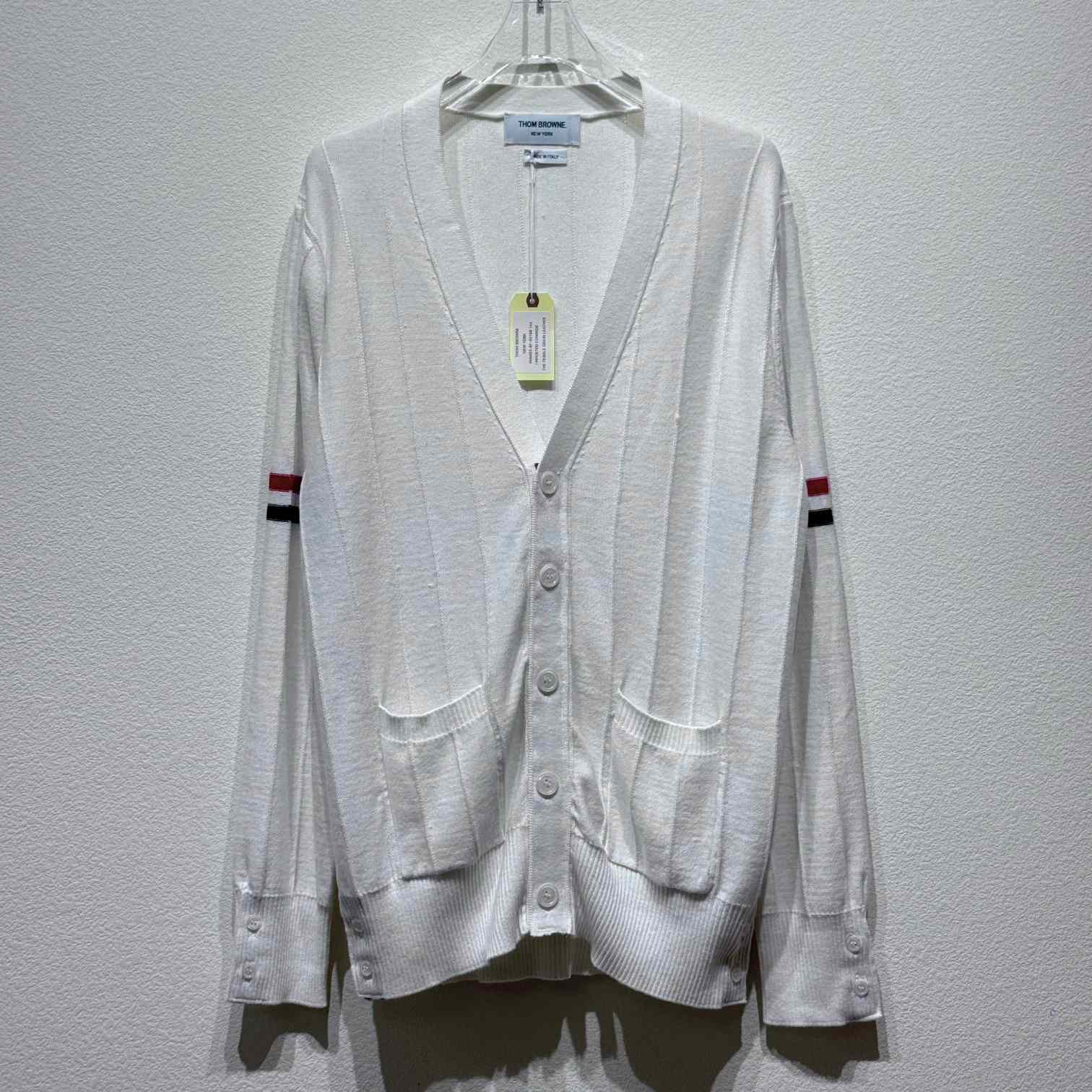 Thom Browne RWB striped V-neck cardigan - EUR FASHION