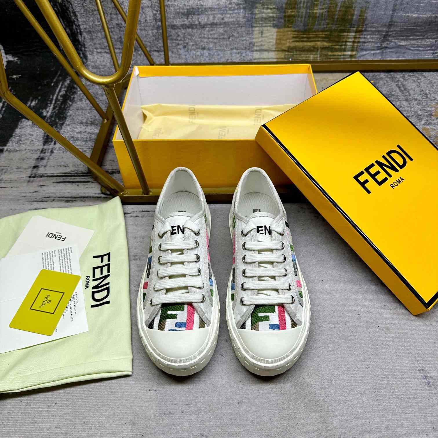 Fendi Domino Canvas Sneakers - EUR FASHION