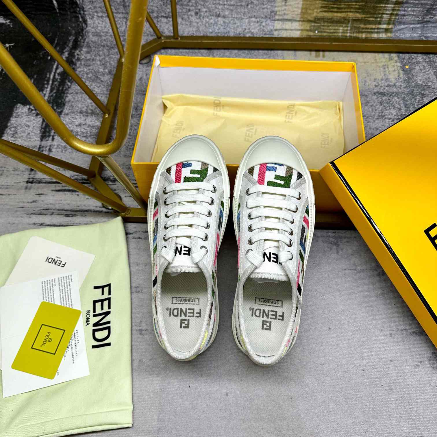 Fendi Domino Canvas Sneakers - EUR FASHION