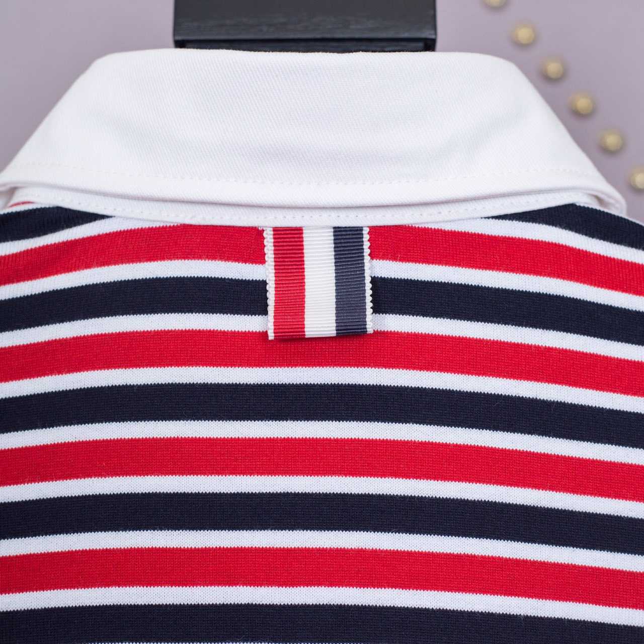 Thom Browne Striped Cotton-jersey Polo  1897 - EUR FASHION