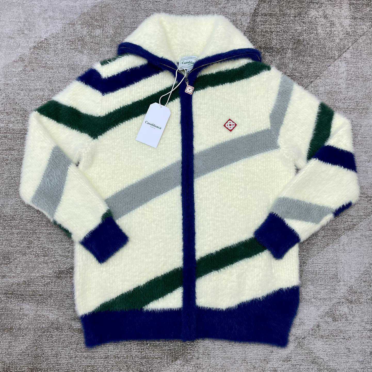 Casablanca  Furry Striped Zip Up Jumper - EUR FASHION